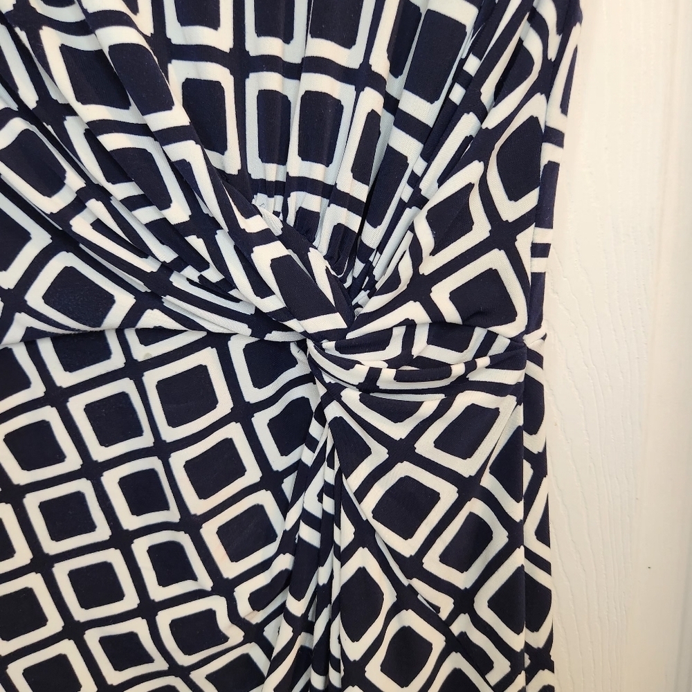 Lauren Ralph Lauren Shift Dress Sz: 8 Navy and White Geometric Dress - Picture 6 of 13